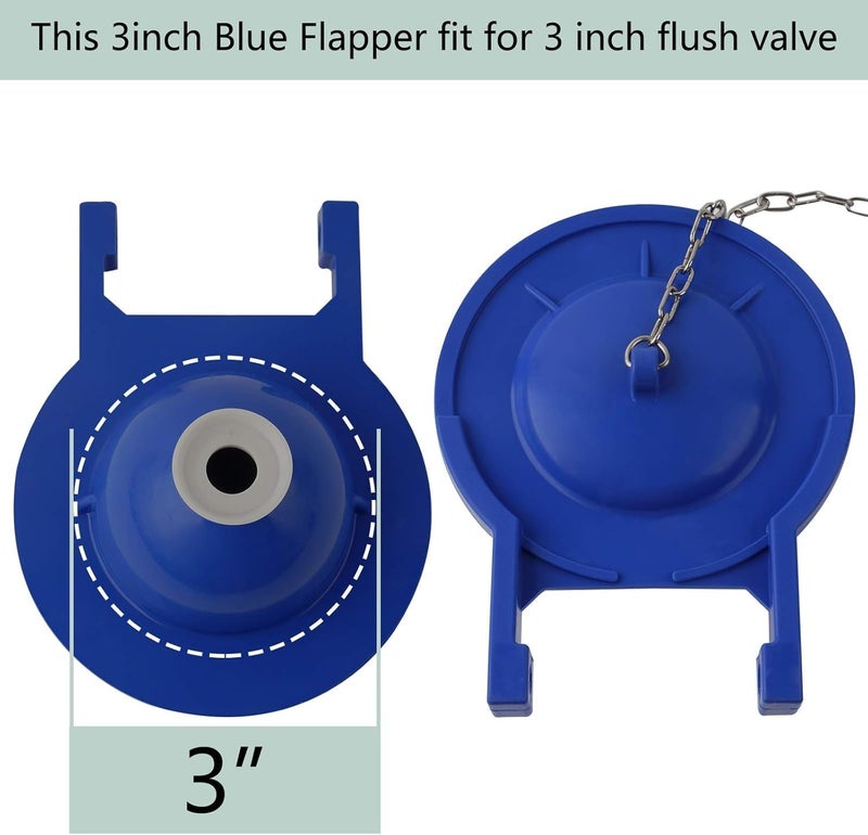 iFealClear Toilet Flapper Compatible with TOTO Flapper Model THU140S, Replaces 3-Inch Flappers Long Lasting Rubber Seal Water Conserve- Including Stainless Steel Chain and Hook, Easy to Install (Pack of 1, Blue) - Image 2